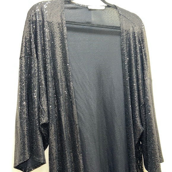 Caramela Black Sequin Fly Away Cardigan Size Large - Picture 2 of 12